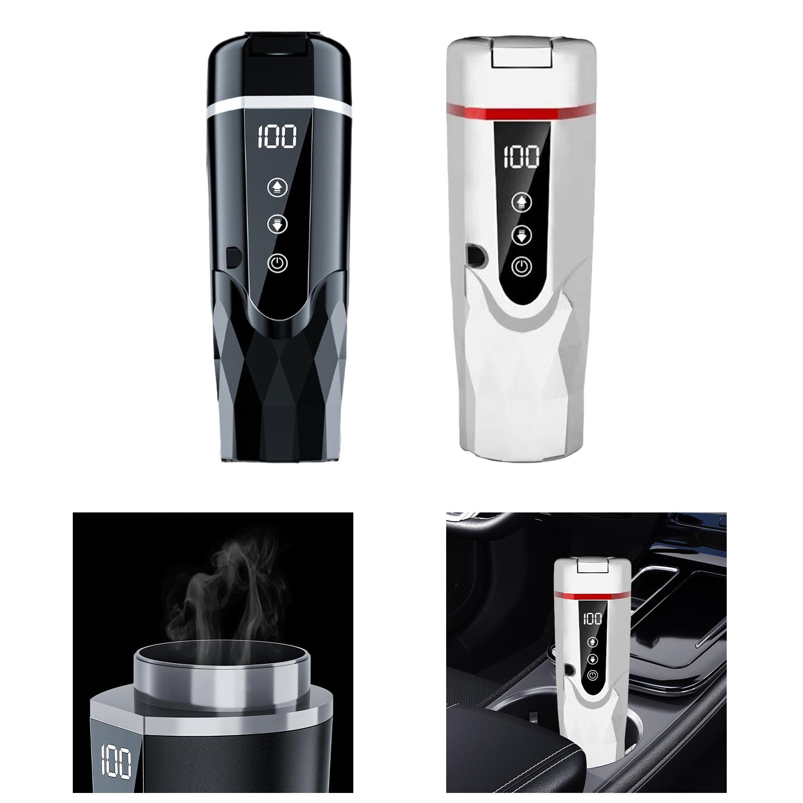 Electric Kettle Temperature Control - แก้วน้ำร้อนไฟฟ้าแบบพกพา กาต้มน้ำในรถยนต์ 450 มล. แก้วเก็บความร้อนอัจฉริยะสแตนเลส พร้อมระบบควบคุมอุณหภูมิ