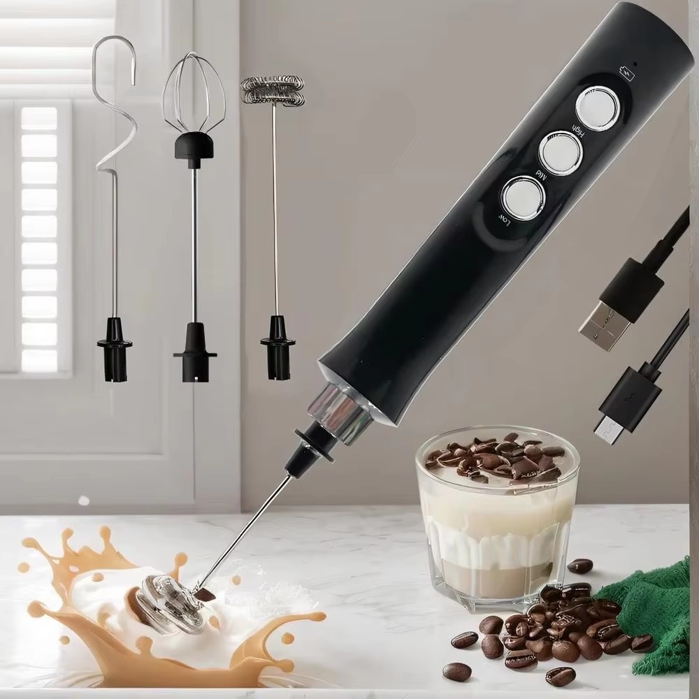 Portable Blender Usb Rechargeable - เครื่องตีฟองนมไฟฟ้าแบบชาร์จไร้สาย - ความเร็ว 3 ระดับ, เครื่องทําโฟมมือถือสําหรับลาเต้,