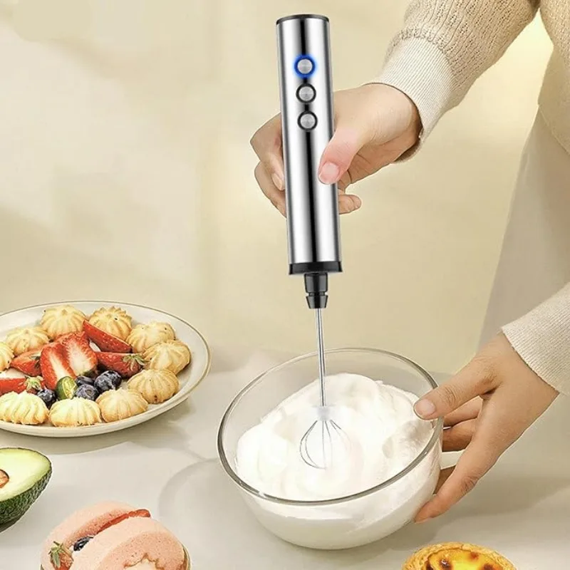 Electric Milk Frother Handheld - เครื่องตีฟองนมไฟฟ้าแบบมือถือ 3-in-1, เครื่องผสมอาหารขนาดเล็ก ปรับความเร็วได้ 3 ระดับ